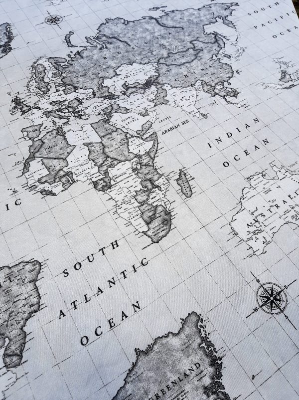 ύφασμα χάρτης υδρόγειος μαύρο άσπρο, ταξιδι