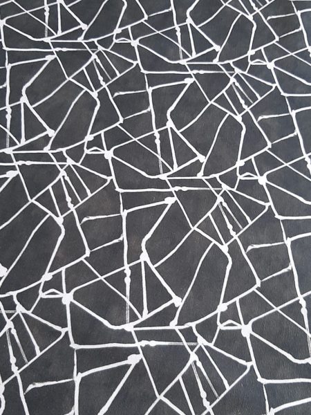 Ύφασμα καραβόπανο γκρί σκούρο με άσπρο σχέδιο ακανόνιστο γεωμετρικό
