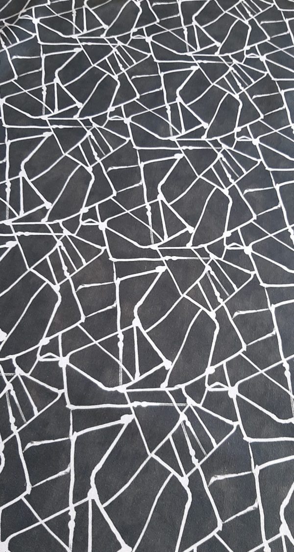 Ύφασμα καραβόπανο γκρί σκούρο με άσπρο σχέδιο ακανόνιστο γεωμετρικό