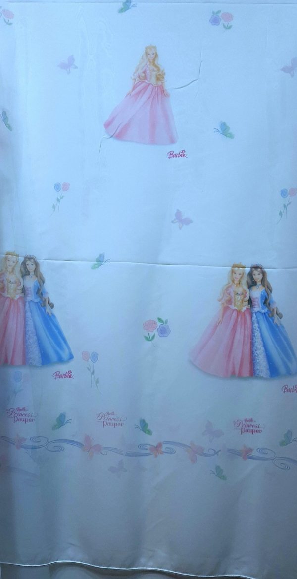 κουρτίνα βουάλ διάφανη παιδική κοριτσίστικη λευκή με πριγκήπισσες Μπάρμπι