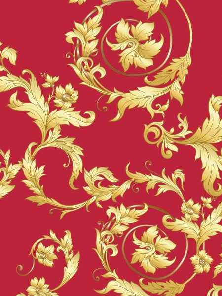 ύφασμα βαμβακερό αλέκιαστο κόκκινο με χρυσό σχέδιο τύπου Versace