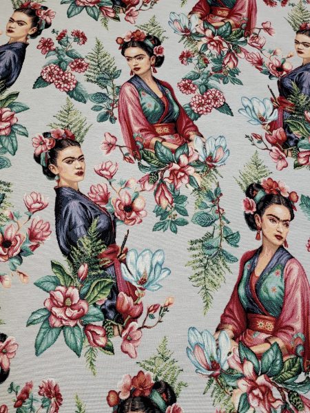 ύφασμα επίπλωσης Φρίντα Κάλο σε γκρί φόντο